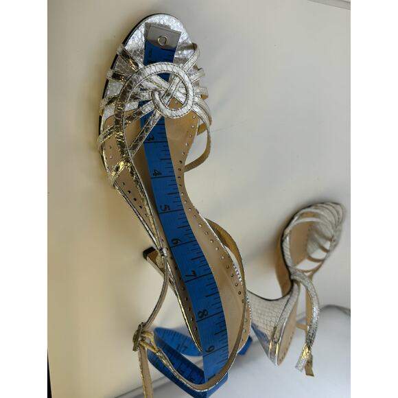 NEW $325 Y2K RARE Kate Spade Italy Metallic Snakeskin Silver Slingback Heels - Picture 12 of 15